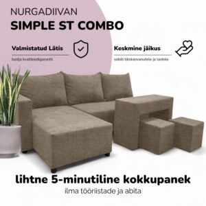 Nurgadiivanvoodi lauakese ja tumbadega ST COMBO