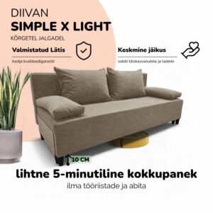 Kahekohaline lahtikäiv diivanvoodi X LIGHT