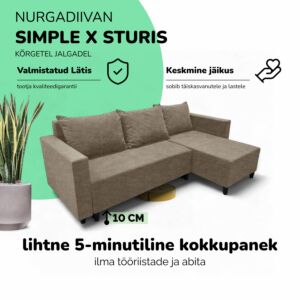 Nurgadiivan lahtikäiva voodiga ja panipaigaga X STURIS