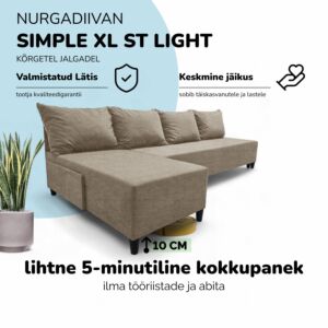 Suur nurgadiivan ilma käetugedeta XL ST LIGHT